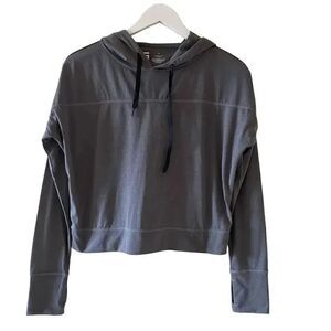 Three Sixty Six Gray Cropped Hoodie Womens Lightweight Top Sz S